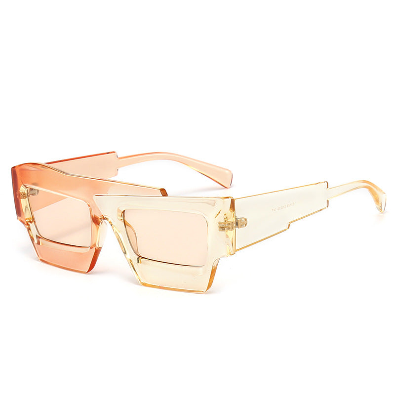 Wholesale Large Frame Irregular Thick Edge PC Sunglasses